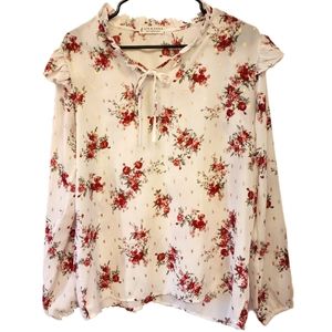 NWOT Jon & Anna contemporary floral blouse woman's size medium spring flowy fun